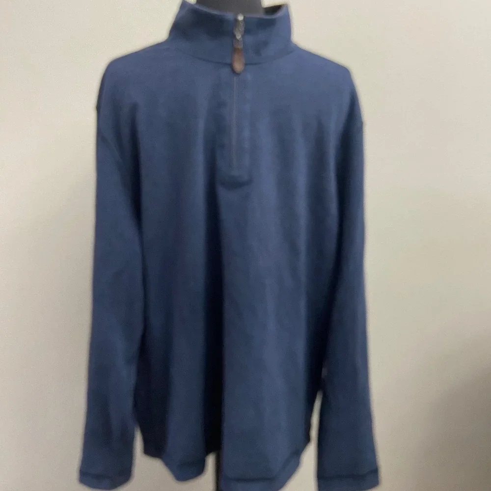 Johnston & Murphy Mens XL Blue Brown Reversible 1/4 Zip Pullover Solid